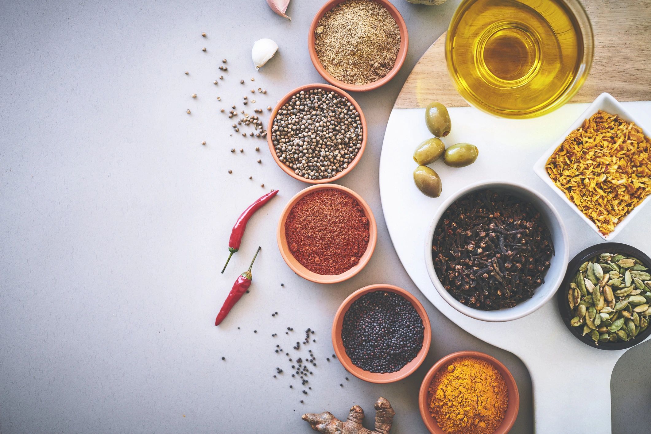 Assorted spices arranged together