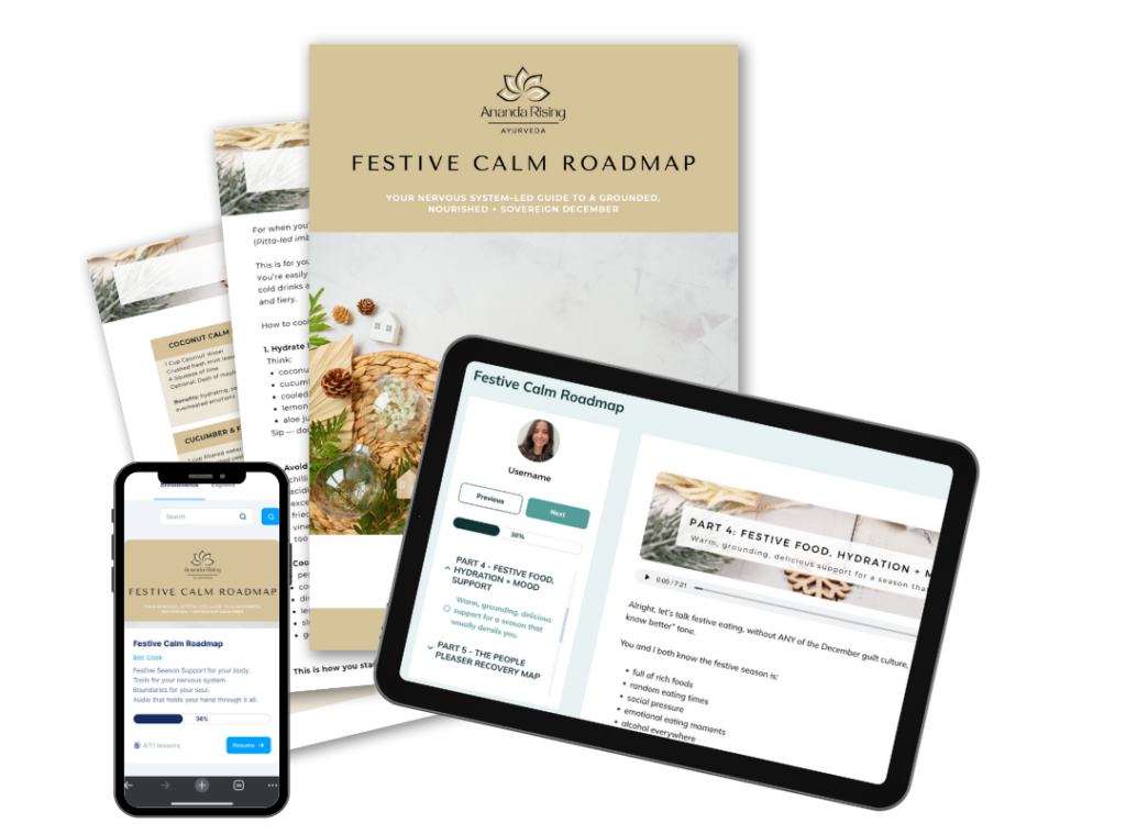 Digital and printed Festive Calm Roadmap guide for nervous system support.